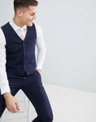 Asos Design Wedding Skinny Suit Vest In Navy - Navy