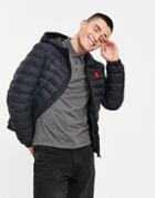 Hugo Balin2141 Box Logo Hooded Quilted Jacket In Black