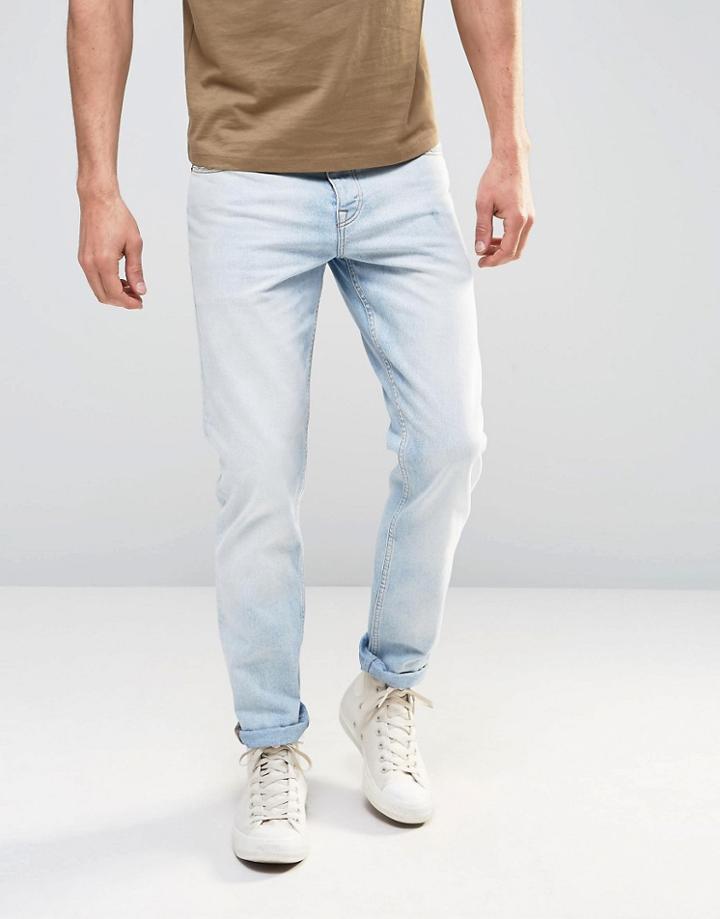 Asos Slim Jeans In Light Wash - Bleach Blue