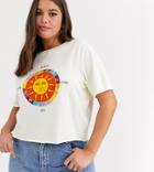 Daisy Street Plus Relaxed Crop T-shirt With Sun Graphic-beige