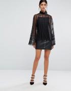 Y.a.s Malta Stud Front Leather Mini Skirt - Black