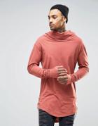 Granted Long Sleeve Top With Cowl Neck And Laced Sides - Rust