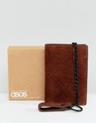 Asos Suede Wallet In Brown With Chain - Brown