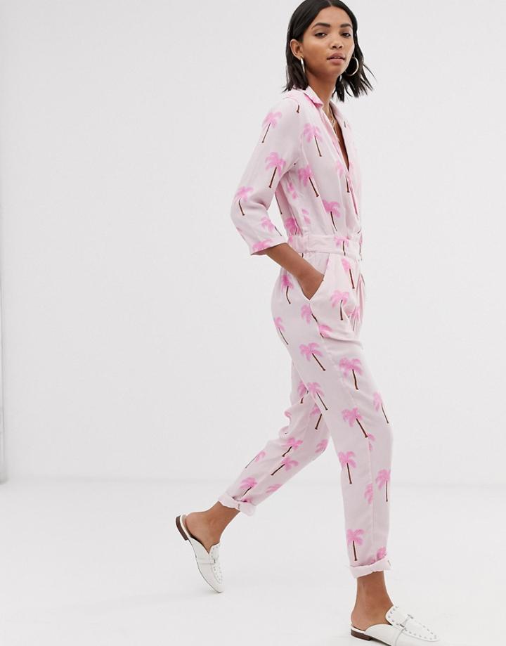 Fabienne Chapot Gigi Jumpsuit In Palm Print - Pink