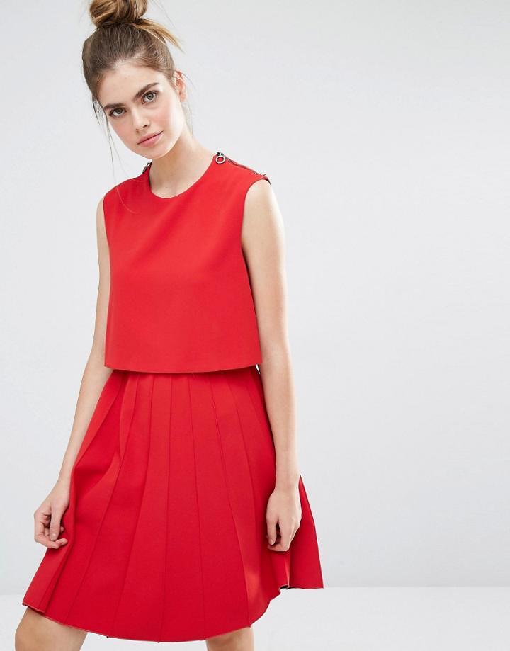 Sportmax Code Pleat Dress - 004 Red