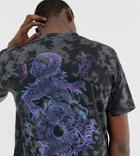 Asos Design Tall Relaxed T-shirt With Tie Dye Effect And Back Dragon Print-black