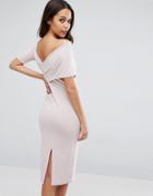 Asos Crepe Cross Back Asymmetric Midi Dress - Pink