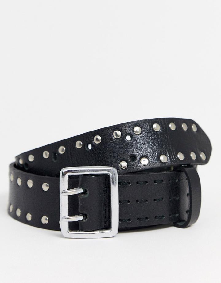 Bolongaro Trevor Harrow Studded Leather Belt-black