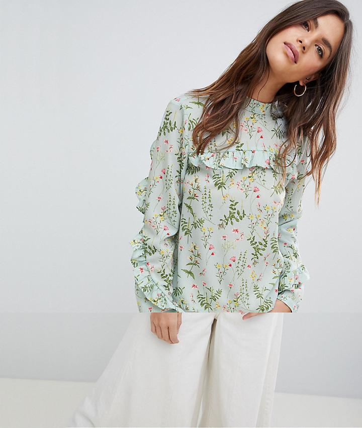 Vila Floral High Neck Blouse - Multi