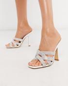 Aldo Kalaba Mule Heel Sandal With Rhinestone Trim-white