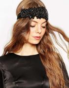 Asos Premium Embellished Black Lace Headband - Black