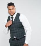 Harry Brown Plus Skinny Fit Plaid Vest - Green