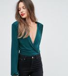 John Zack Tall Wrap Front Blouse - Cream