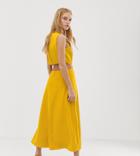 Warehouse Midi Dress With Open Back In Yellow - Yellow