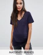 New Look Maternity V Neck T-shirt - Navy