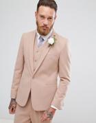 Asos Wedding Skinny Suit Jacket In Light Pink Wool Mix - Pink