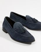 Kg By Kurt Geiger Wide Fit Tassel Loafers In Navy Suede - Blue