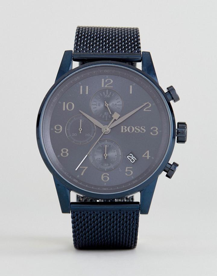 Boss 1513538 Navigator Chronograph Mesh Watch In Blue - Blue