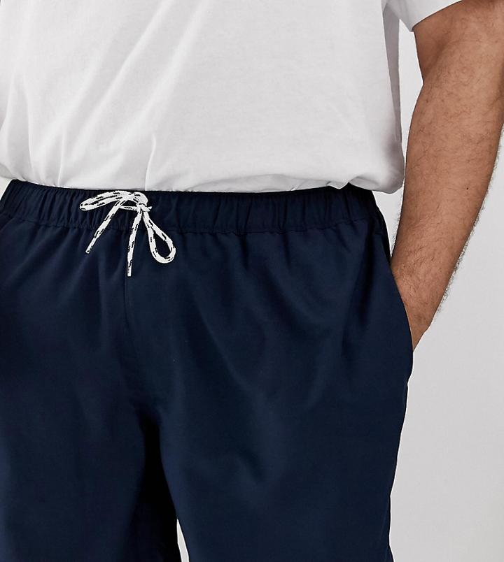 Asos Design Plus Swim Shorts In Navy Mid Length - Navy