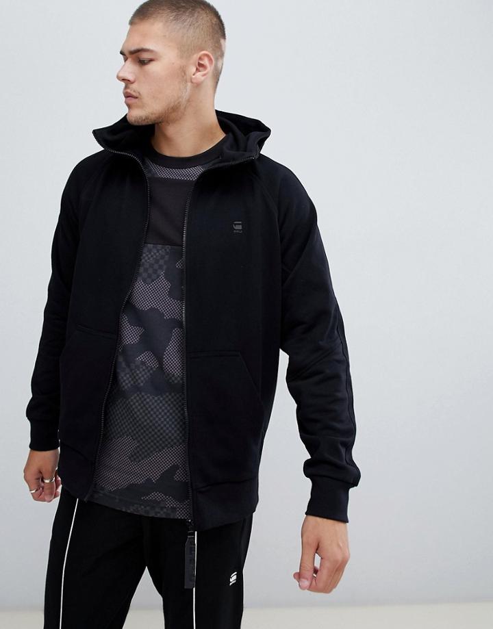 G-star High Zip Hoodie In Black - Black