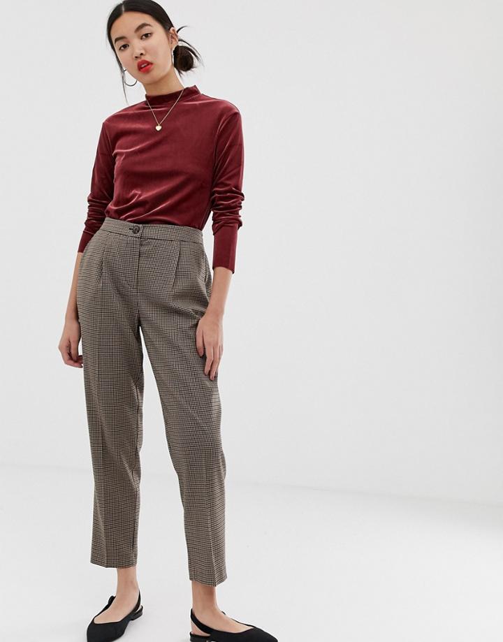 New Look Check Pants In Brown Pattern - Brown