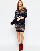 Asos Co-ord Knitted Skirt In Holidays Fair Isle - Navy