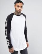 Asos Super Longline Long Sleeve T-shirt With Contrast Raglan And Gothi