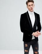 Hugo Velvet Evening Blazer In Black - Black