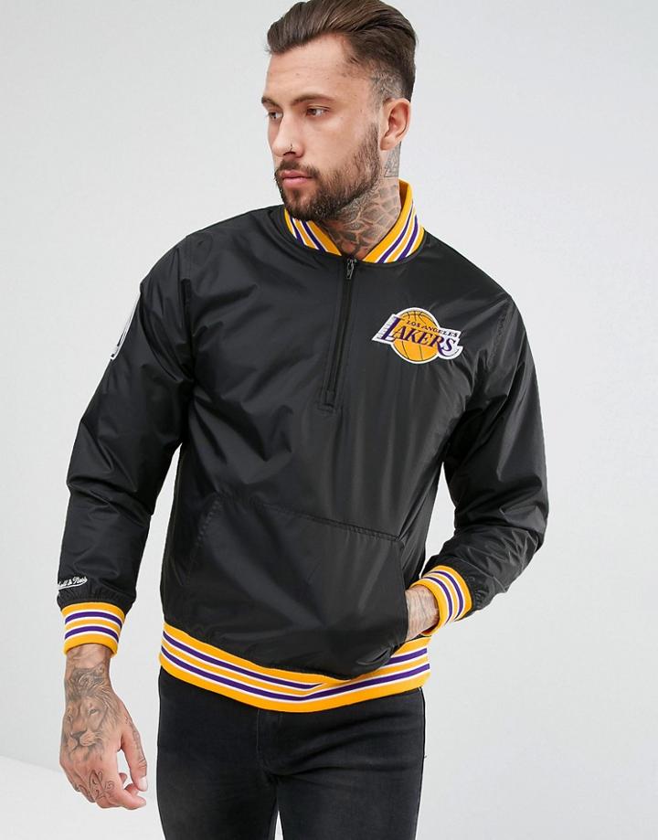 Mitchell & Ness Nba L.a Lakers Overhead Jacket - Black