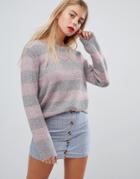 Emory Park Relaxed Sweater In Pastel Stripe-pink
