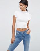 Asos The Ultimate Super Crop Top With Cap Sleeves - Cream