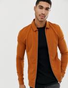 Asos Design Muscle Harrington Jersey Jacket In Dark Orange - Orange