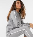 Asos Design Petite Tracksuit Sweatshirt / Basic Sweatpants With Contrast Binding In Organic Cotton In Gray Marl-grey
