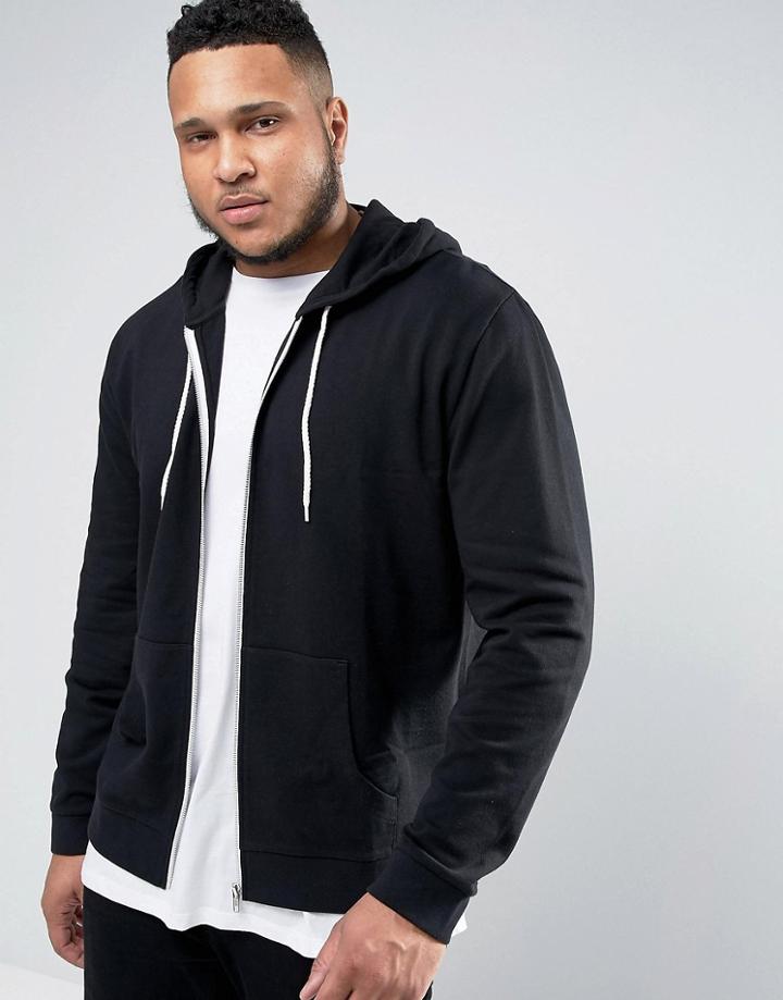Asos Plus Zip Up Hoodie In Black - Black