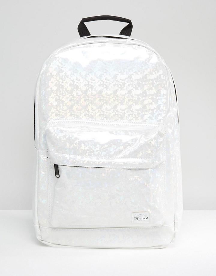 Spiral Backpack In White Iridescent - White