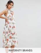 Hope & Ivy Maternity Printed Dress With Frill Detail - Multi