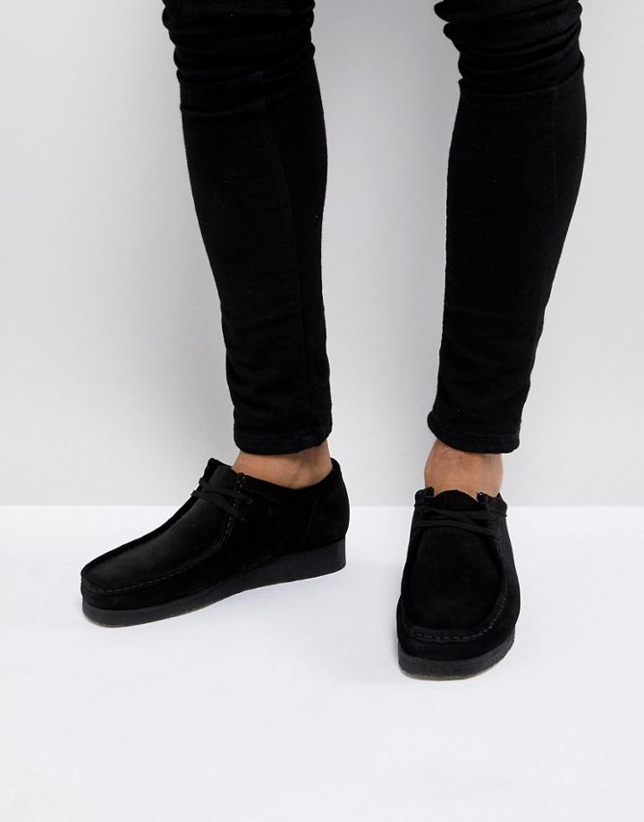 Clarks Originals Wallabee Suede Shoes In Black - Black