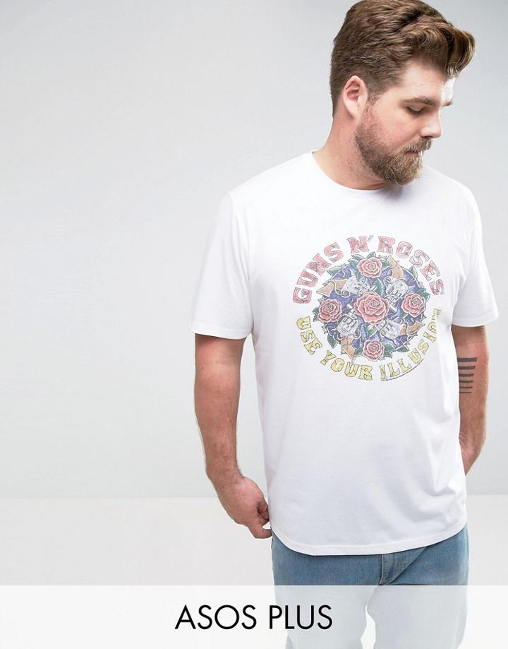 Asos Plus Guns N Roses Relaxed Band T-shirt - White