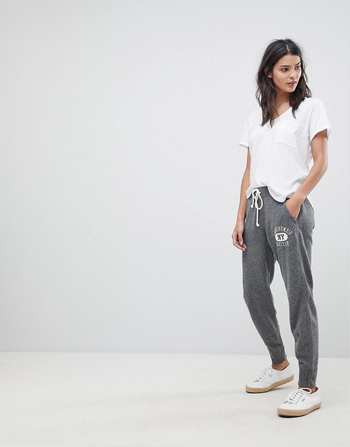 Abercrombie & Fitch Cuffed Hem Logo Tracksuit Pant - Gray