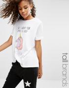 Daisy Street Tall Holidays Unicorn T-shirt - White