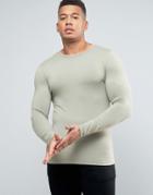 Asos Extreme Muscle Long Sleeve T-shirt In Light Green - Green