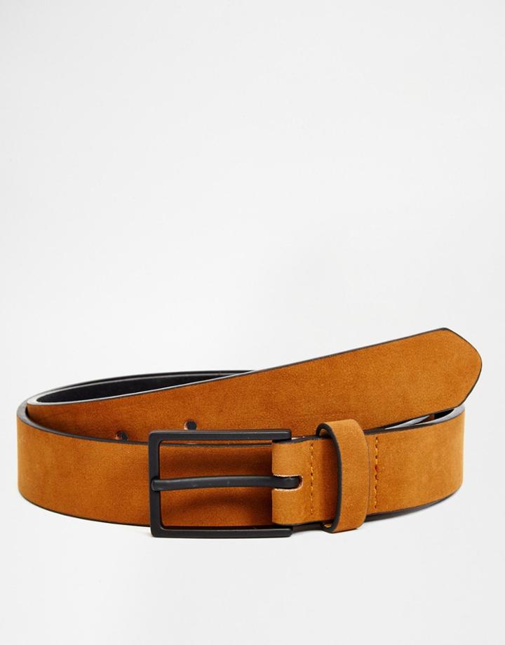 Asos Smart Belt In Tan Faux Suede - Tan