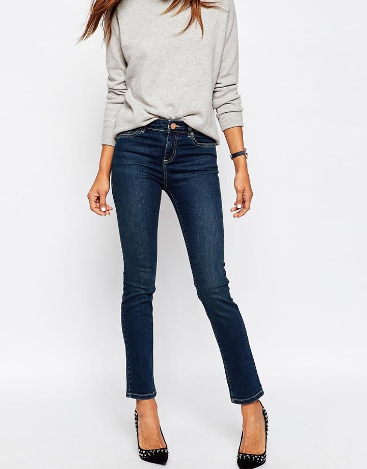 Asos Pencil Straight Leg Jeans In New Elm Wash - Elm Wash