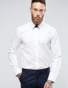 Hugo By Hugo Boss Smart Shirt With Leather Tab In White Slim Fit - White