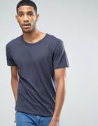 Selected Homme T-shirt In Washed Cotton - Navy