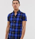 Asos Design Tall Skinny Check Shirt - Blue