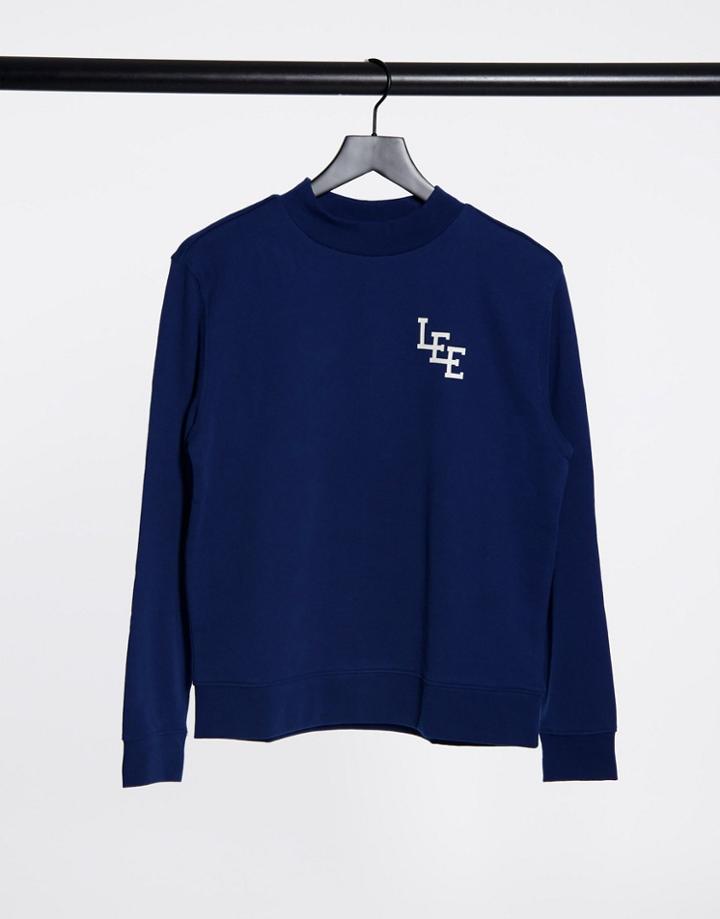 Lee High Neck Logo Sweatshirt In Blue