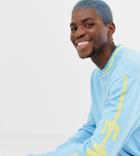 Collusion Regular Fit Printed Long Sleeve T-shirt In Blue - Blue