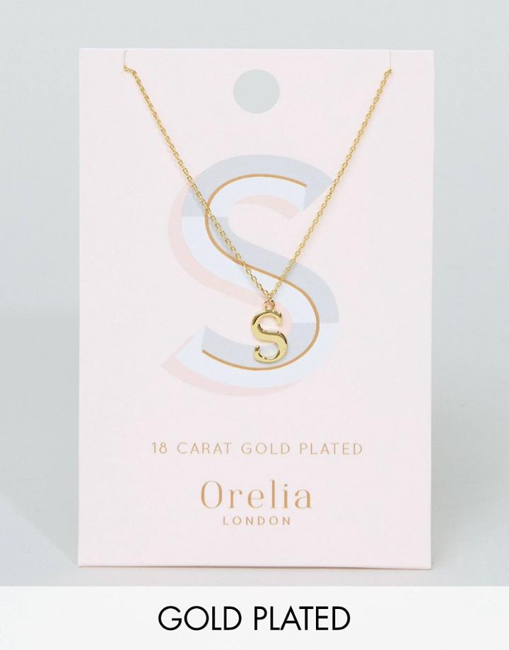 Orelia Gold Plated Large S Initial Necklace - Gold