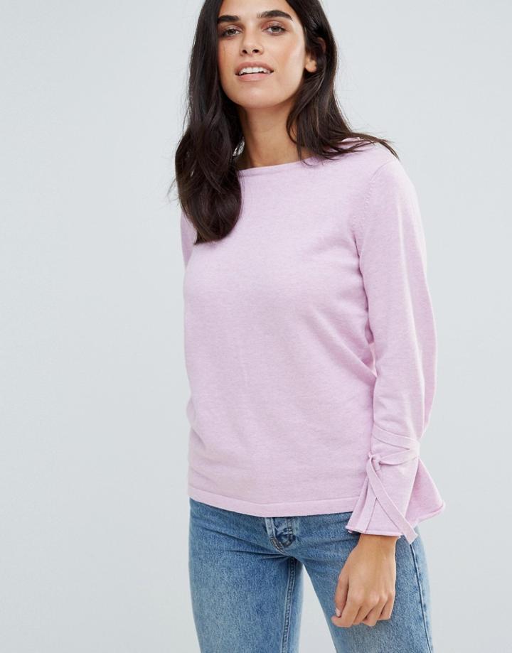 Vila Sweater With Tie Detail-pink